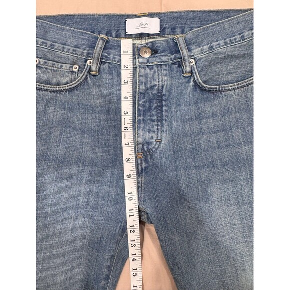 Mr P. Mens 32x32 Blue Button Fly Slim Fit Organic Selvage Denim Jeans Japan - Picture 7 of 10